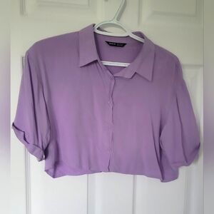 SHEIN Light Purple Button-Down Cropped Women's Shirt